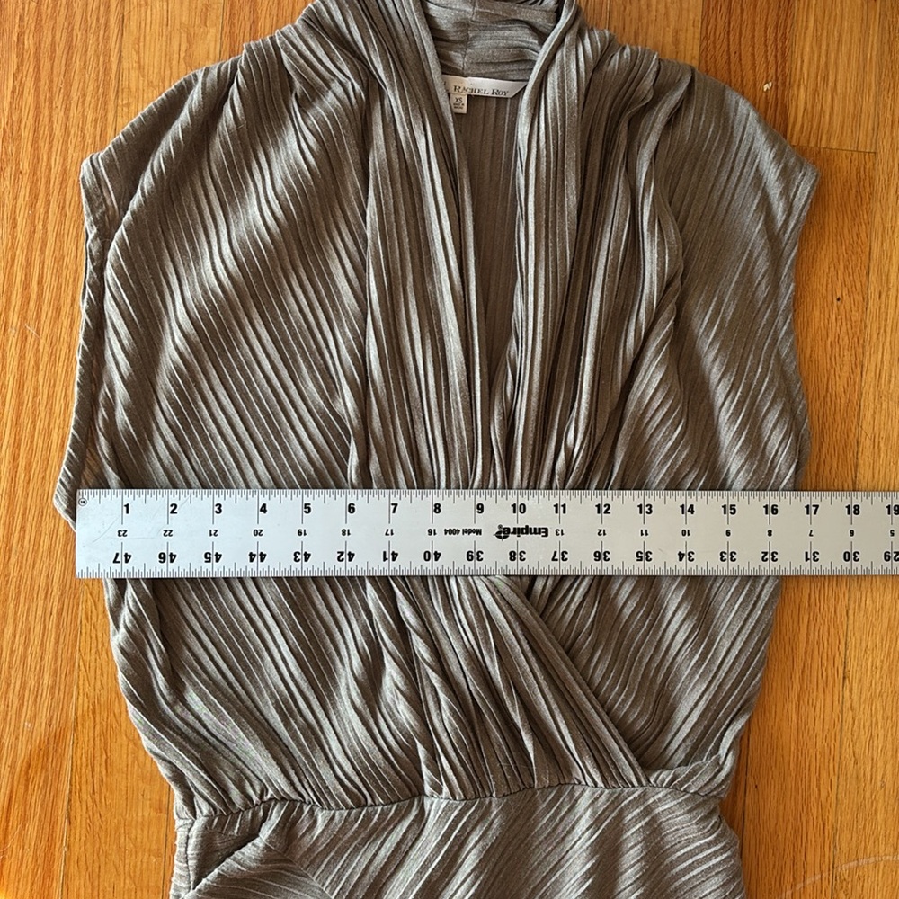 RACHEL Rachel Roy Mushroom Asymmetrical Pleated Dress XS - Picture 4 of 6